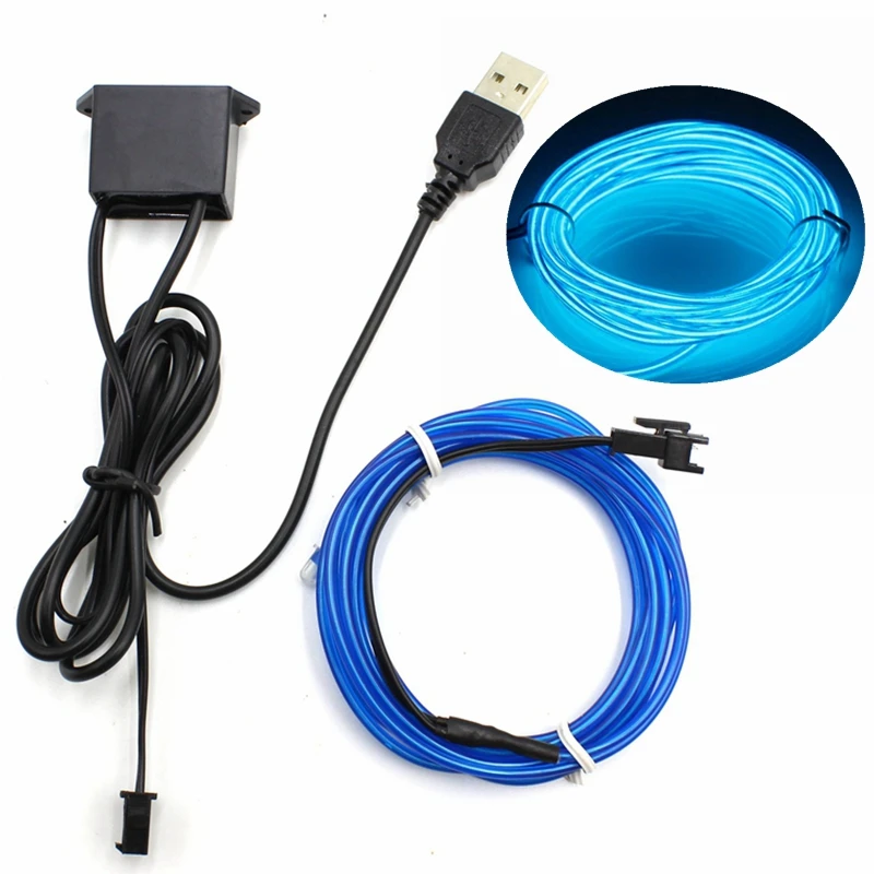 1/2/3/5/10 м EL провод с 5 В USB контроллером неоновый светильник светодиодный Гибкая