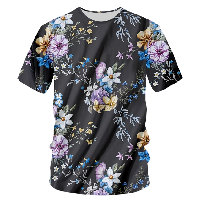 Fashion Womens T-shirt Men T Shirt 3d A Variety Of Beautiful Flowers ...
