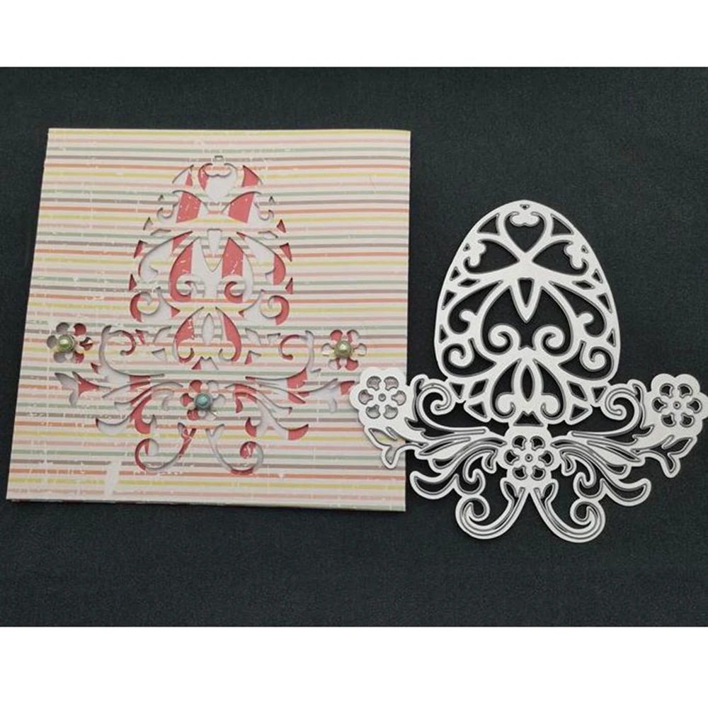 

Easter Lace Egg Stitched Metal Cutting Dies Cut Die Mold DIY Scrapbooking Stamps Craft Embossing Making Stencil Template