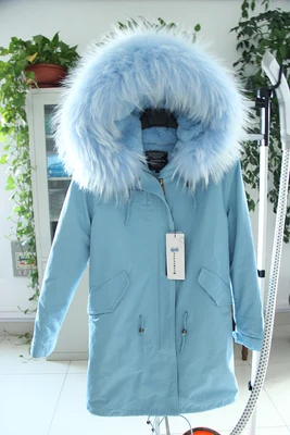 Женская зимняя куртка с капюшоном большим воротником из меха енота|winter jacket coat