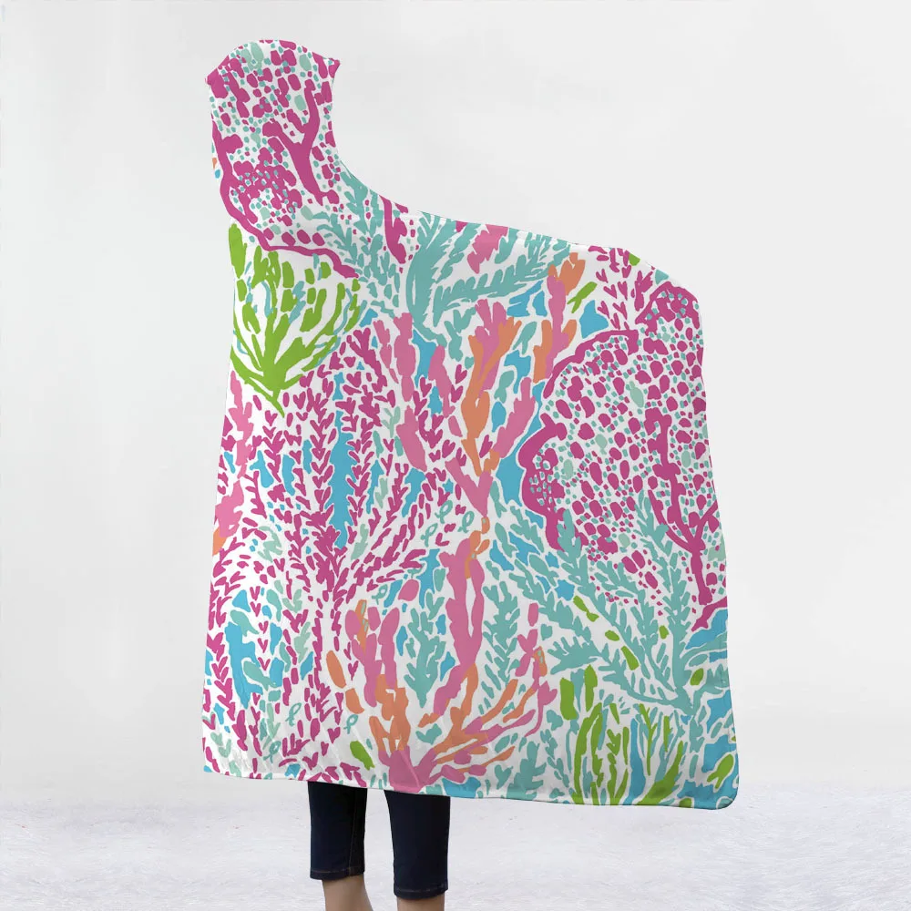 Креативное lnk одеяло с изображением цветов Шерпа флис океан носимых плюшевый плед на кровать диван толстое теплое одеяло