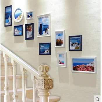 

European Modern Photo Wall Frame Imitate Wooden Creative Gift White Photo Frame home Decor 11pcs Collection Set Picture Frame