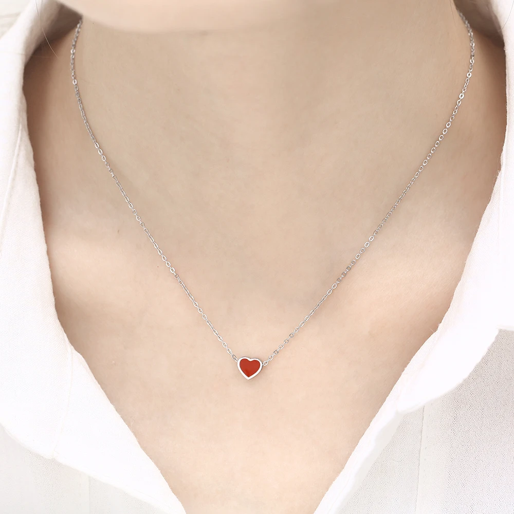 SHE WEIER ожерелье-чокер с серебряной цепочкой, ожерелье с подвеской в виде сердца, женское ожерелье, ожерелье из нержавеющей стали, аксессуары для ювелирных изделий