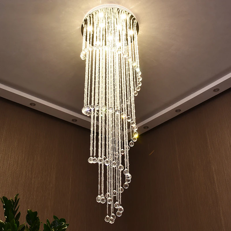 

Duplex Lamparas LED Hanging Lamp Crystal Pendant Lights Surround Crystal Lustre Light Fixtures Villa Luminaire Suspendu Lamps