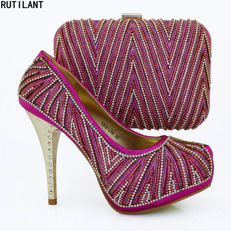 Shoes and Bag Pink Color High Quality Matching Italian Shoe and Bag African Shoe and Bag Set for Party In Women Shoe and Bag Set