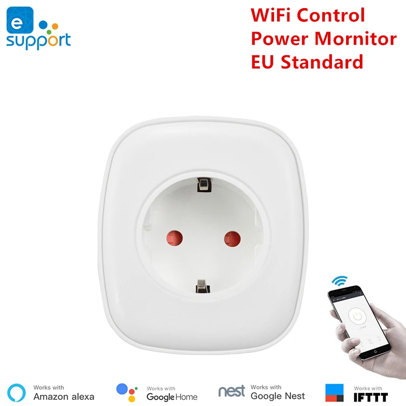 Google assistant умная розетка WiFi 220 В портативная мини Розетка стандарт ЕС Тип F eWeLink