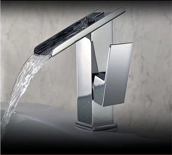 

brass chrome hot and cold single lever waterfall basin faucet bathroom sink faucet