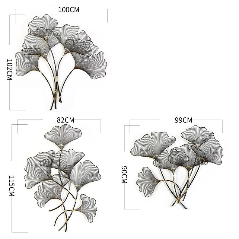 Современный кованый настенный светильник Ginkgo Biloba, украшение для дома в отеле, 3D стерео Наклейка на стену, настенные украшения в виде листьев гинкго