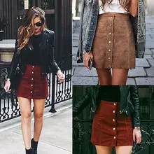 Модные женские замшевые юбки с высокой талией, женская зимняя короткая юбка, Европейская стильная мини-юбка