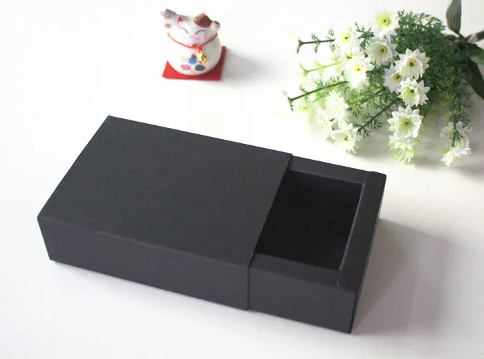8.6x5.9x3.2cm plain black box cosmetic packaging drawer box gift