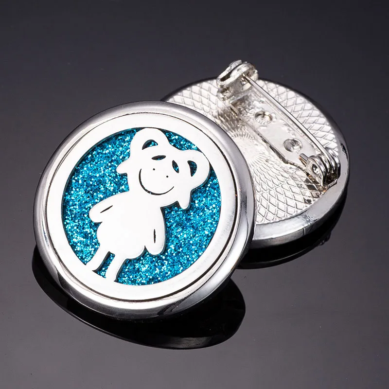 

Stainless steel Aroma diffuser brooch perfume essential oil disperser open small box Charm brooch jewelry gift 1 Pad P41