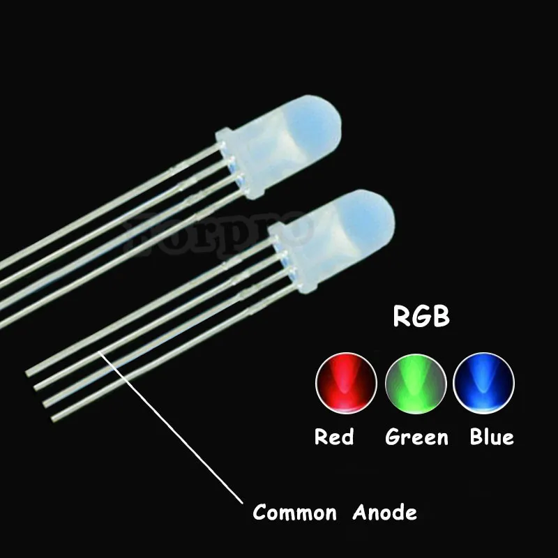 Бесплатная Доставка 100 шт./лот 5 мм RGB светодио дный общий катод/общий анод 4 контакта Tri-цветное излучение диоды f5 RGB Отраженные