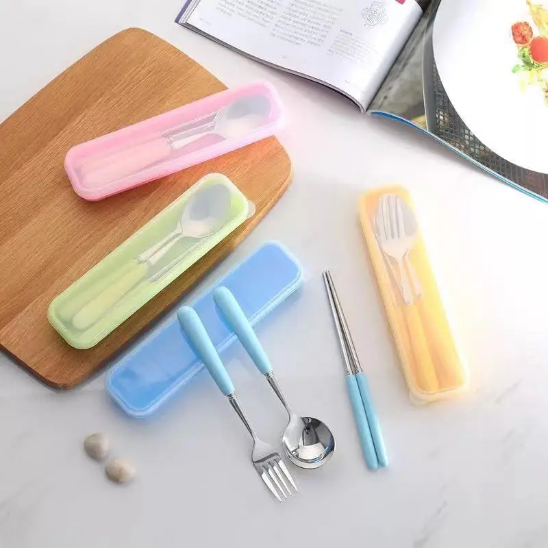 3 шт. набор посуды для путешествий из нержавеющей стали|dinnerware set|plastic dinnerware setportable