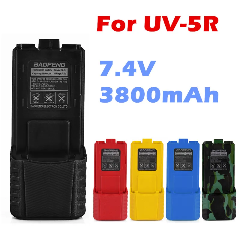 

Baofeng UV-5R Battery BL-5L Extended 3800mAh 7.4V Li ion Battery Rechargeable Battery for UV-5R BF-F8 Radio 5 colors option