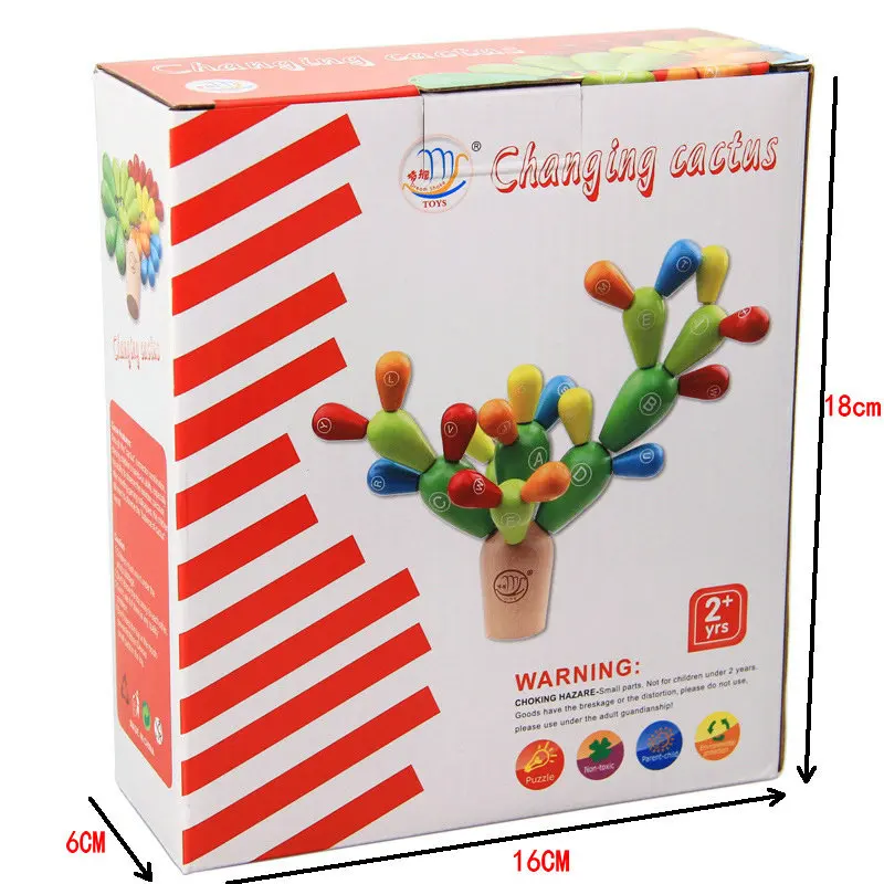 

Montessori teaching AIDS children wooden CHANGING CACTUS blocks, Models & Building Toy, kids toys