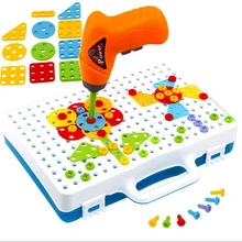 144 шт/партия Детская электрическая гайка с отверстиями под ключ игрушка дрели шурупы сборка головоломка блоки игрушки Раннее Образование Классические игрушки подарки для мальчиков