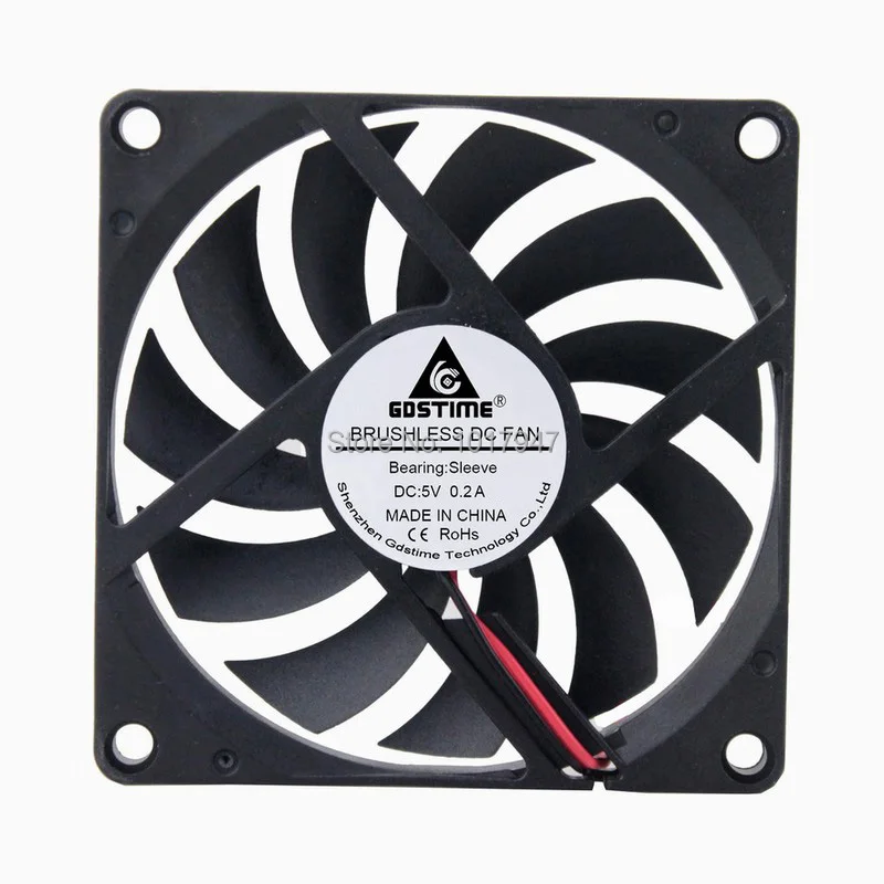 

10 pieces lot Gdstime 8cm 80mm 8010 80x80x10mm DC 5V 2Pin Exhaust Flow Cooling Cooler Fan