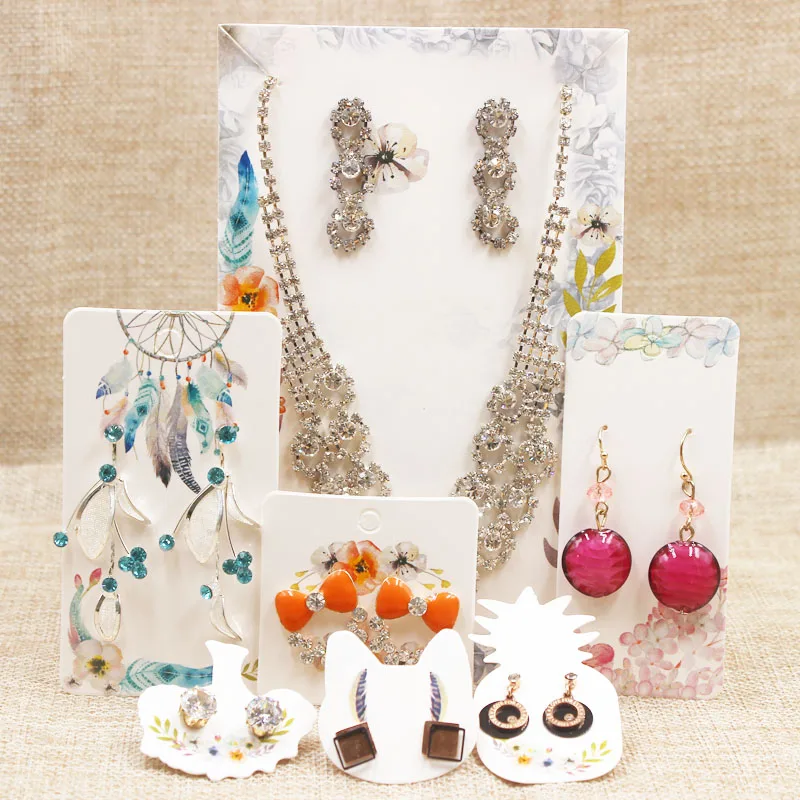 5*5cm Fashion Jewelry Display Necklace charms package card 50pc marbling Merry christmas style pendant display tag card