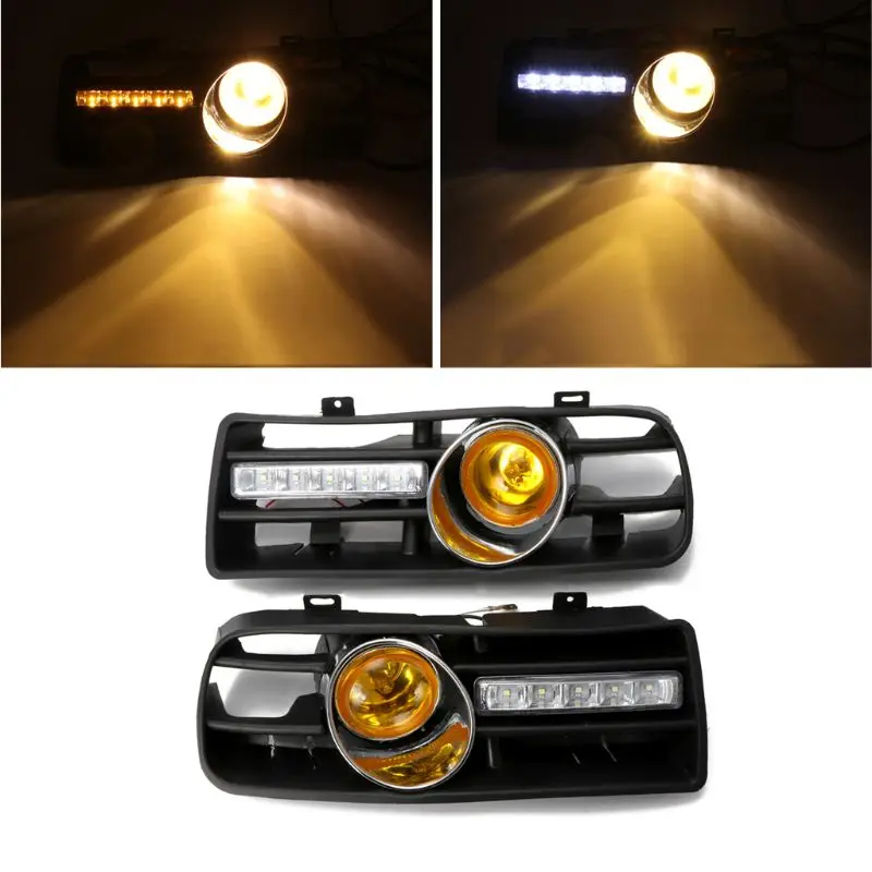  One Pair Front Lower Side Bumper Grille With LED Fog Light & DRL Light For volkswagen GOLF MK4 - 32967699050