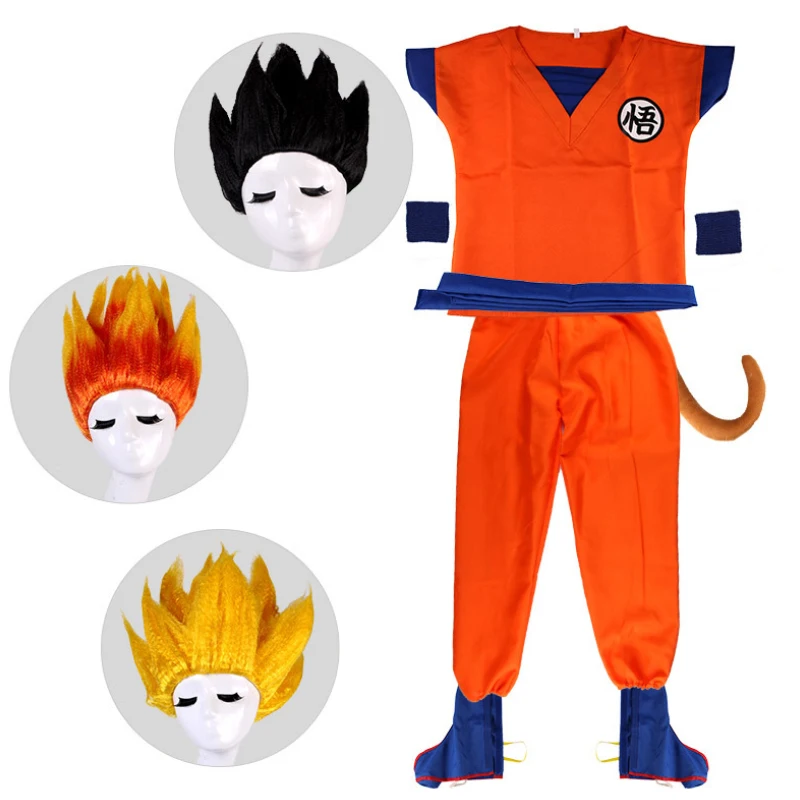 Dragon Ball Z Clothes Suit Son Goku Cosplay Costumes Top/Pant/Belt/Tail