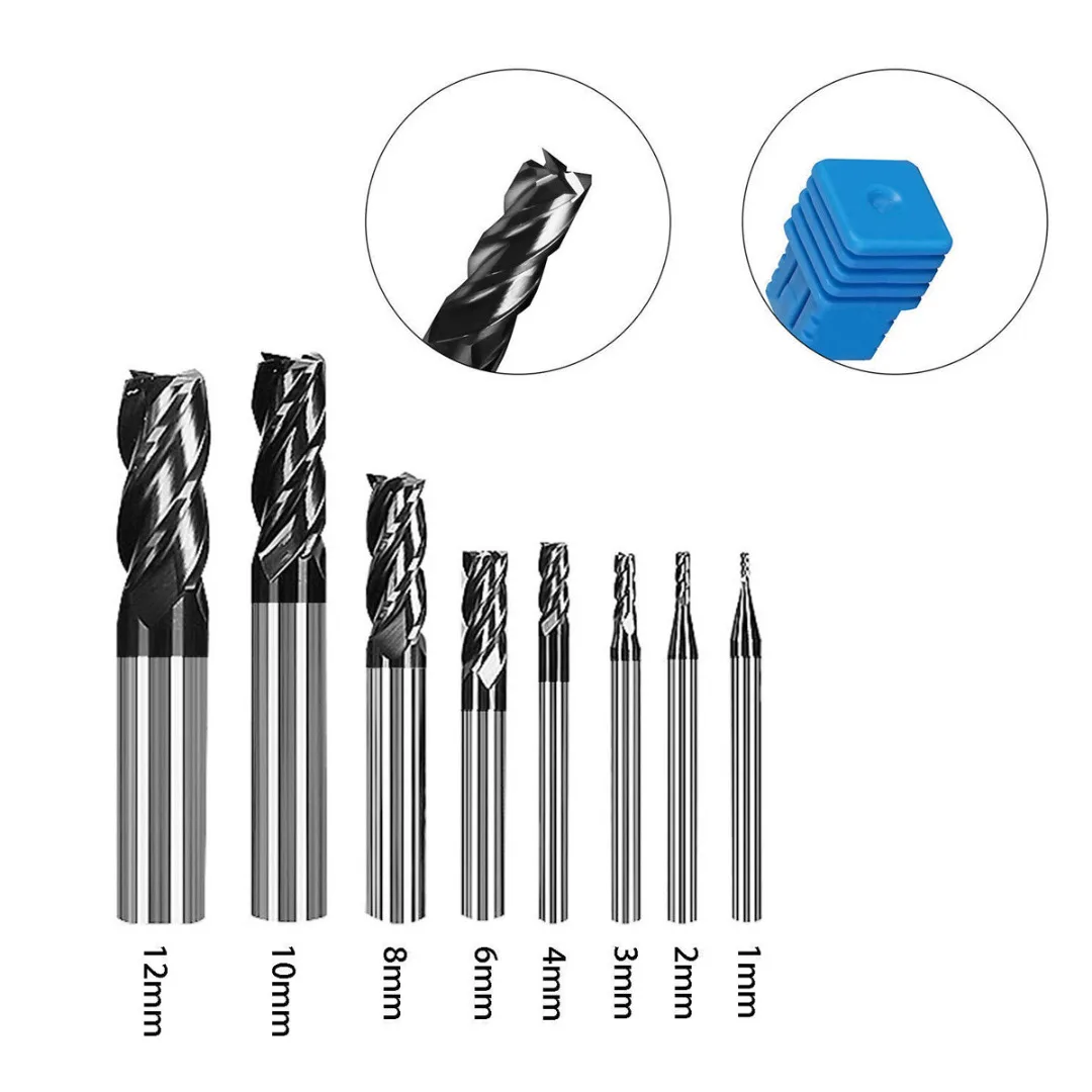 4 Flute Solid Carbide Tungsten End Mill 45 degree End Mill 1/2/3/4/6/8/10/12mm Milling Cutter Tungsten Steel