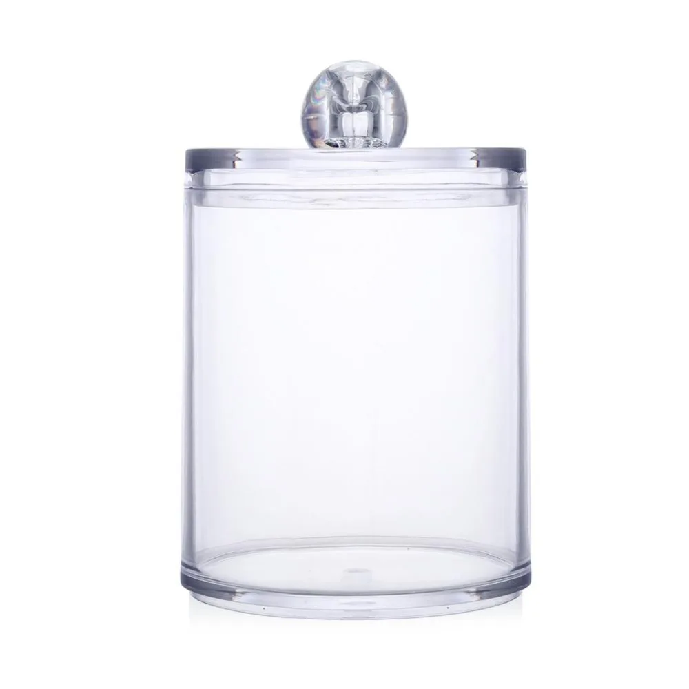  Acrylic Round Cosmetic Organizer Round Qtip Jars Container Transparent Cotton Swabs Box Jewelry Sto
