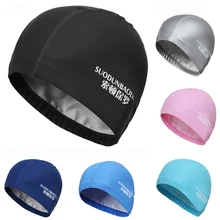 Nouveau 2020 élastique imperméable tissu en polyuréthane protéger les oreilles cheveux longs sport natation piscine chapeau bonnet de natation taille libre pour hommes et femmes adultes
