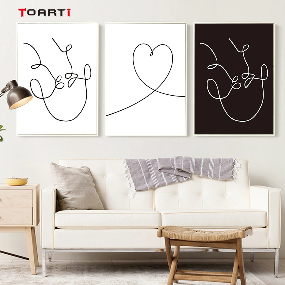 Couple Love Abstract Line Drawing Wall Art Black&White Canvas Painting Nordic Vintage Posters&Prints Living Room Home Decoration (6)