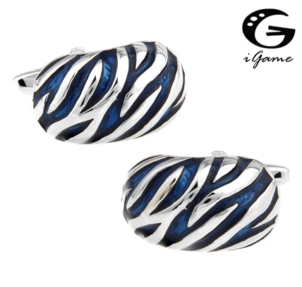 iGame Factory Supply Men's Cuff Links Blue Color Enamel Design Quality Brass Material Free Shipping | Украшения и аксессуары