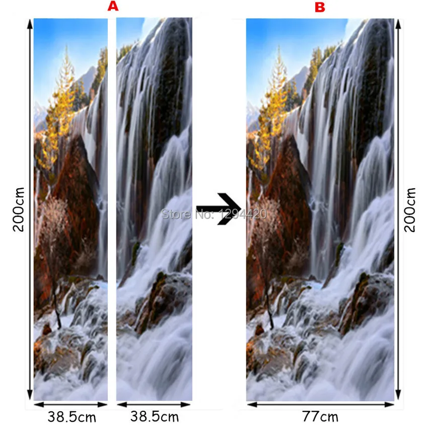 77*200 см Ожесточенные Тигр водопад пейзаж 3d двери росписи стены винила искусства наклейки, украшения домашнего офиса пейзаж плакат на стену