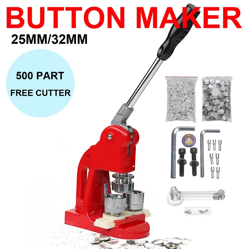

Button Maker Main button badge making machine including 1-1/2" 25mm size mould+500 Plastic Badge Buttons Material