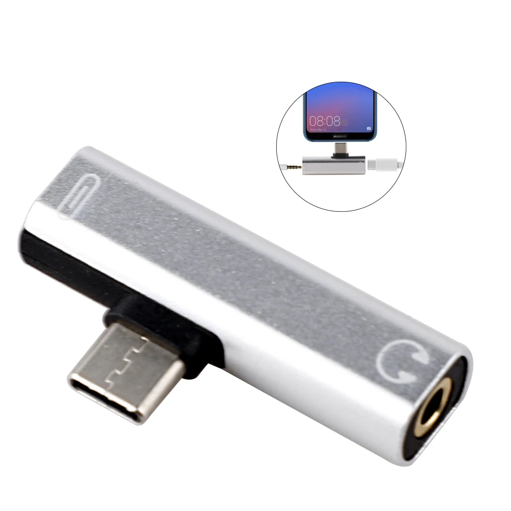 2 в 1 Тип C до 3 5 мм разъем для наушников адаптер зарядного USB тип-c аудио-адаптер Xiaomi