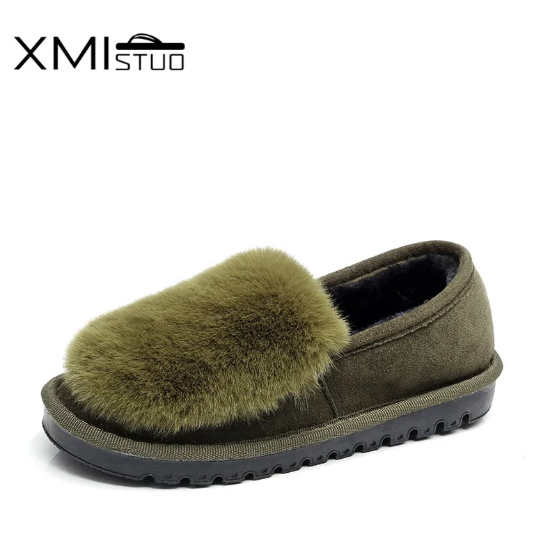 

XMISTUO Female autumn cotton shoes Peas shoes plus velvet warm cotton wool shoes low short snow Trend short plush casual boots