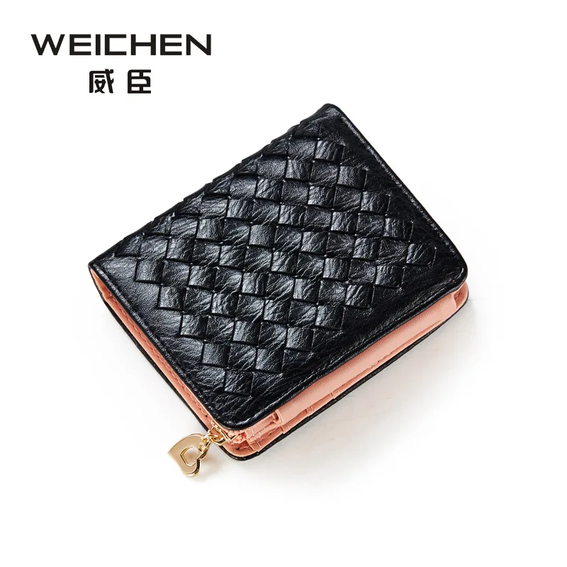 New Fashon Women Small Wallet Trifold, Knitted Pattern, Coin Purse Mini Wallet PU Leather-in ...