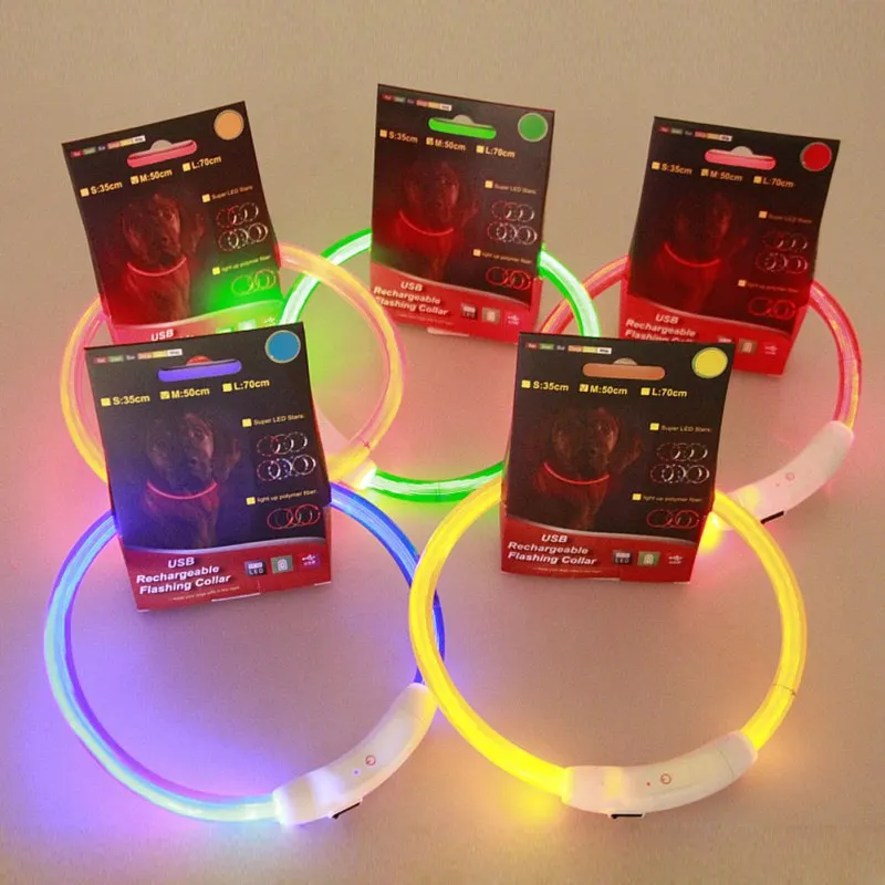 

Mascotas Perros Collars For Dogs Led Rechargeable Usb Adjustable Flashing Night Dog Collar Plastic Solid Neck