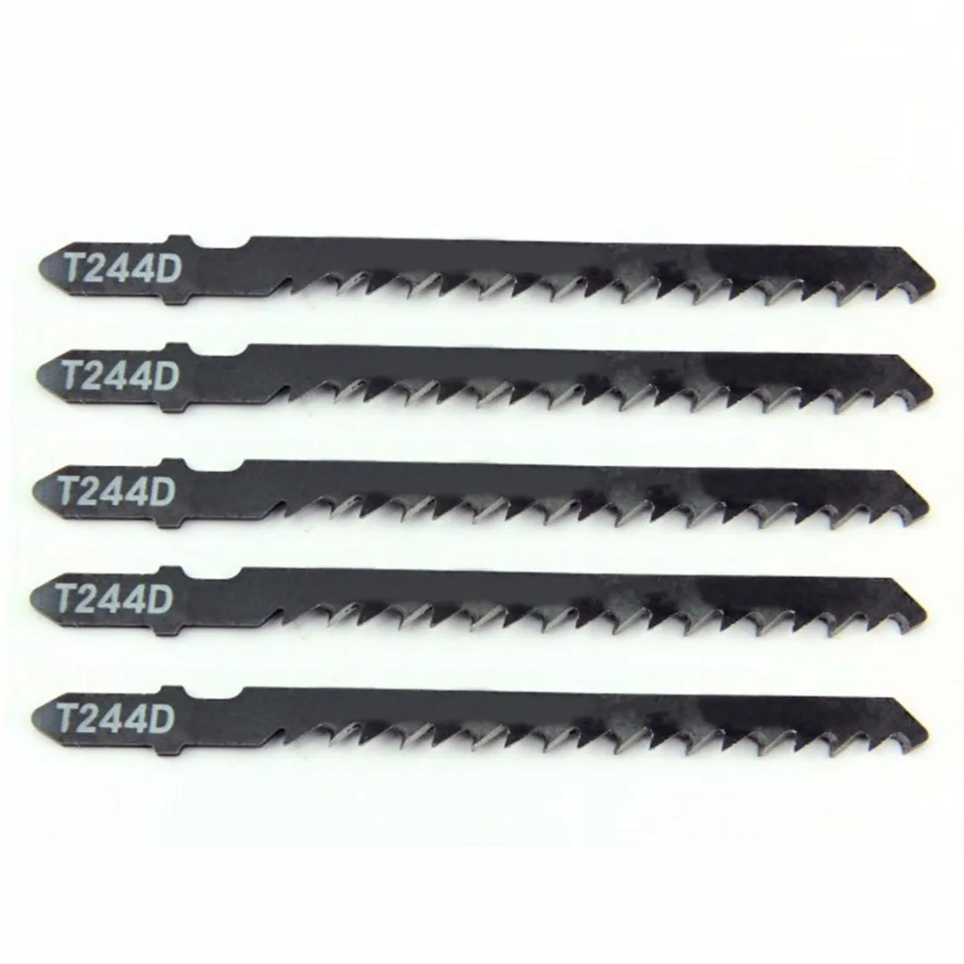 DWZ 5pcs T244D HCS T-Shank Curved Jigsaw Blades For Wood Fast Cutting 100mm Length