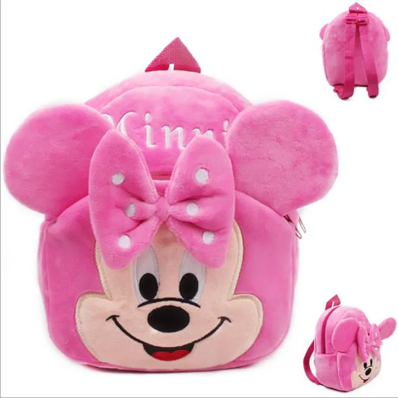 

New 2017 21*23cm Minnie Kid Plush Backpack Children School Bag For Girl Boy Student Schoolbag Baby Cute Mini Bags Free Shipping