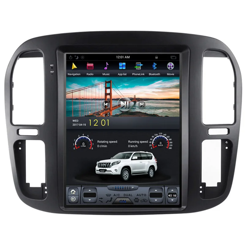 12," Tesla Android Автомагнитола аудио Sat Nav Головное устройство для Toyota Land Cruiser 100 Lexus LX470 1998 1999 2000 2001 2002