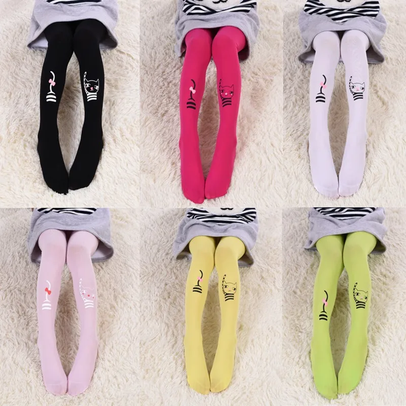 Новые высококачественные детские колготки для девочек бархатные с принтом