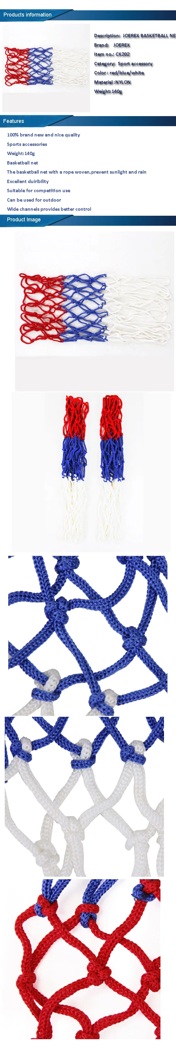 Hot sale standard size Nylon Red White Blue Basketball Net Hoop Goal Rim Mesh Net basketballs (7)