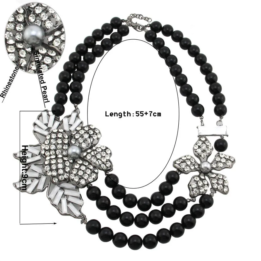 MANILAI Bohemian Multilayers Simulated Pearl Rhinestone Flower Statement Necklaces Women Handmade Collar Choker New Maxi Jewelry