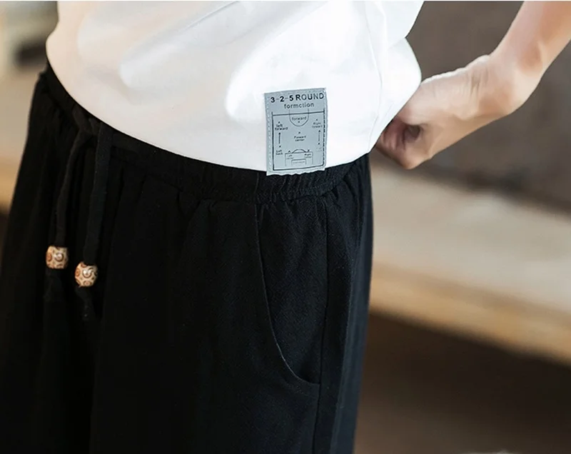 Летние Короткие брюки с эластичной резинкой на талии Свободное длинное платье с длинными рукавами брюки традиционная китайская одежда для мужчин короткие брюки мужские TA251