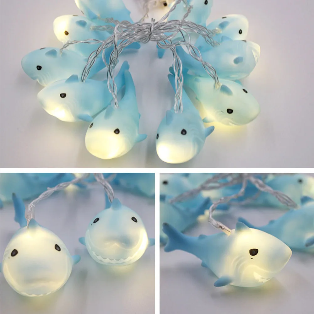 

1.8M 10 LED Indoor String Lighting Festival Lights String Animals Shark Shape Battery Powered Cute Decor Outdoor Party Light