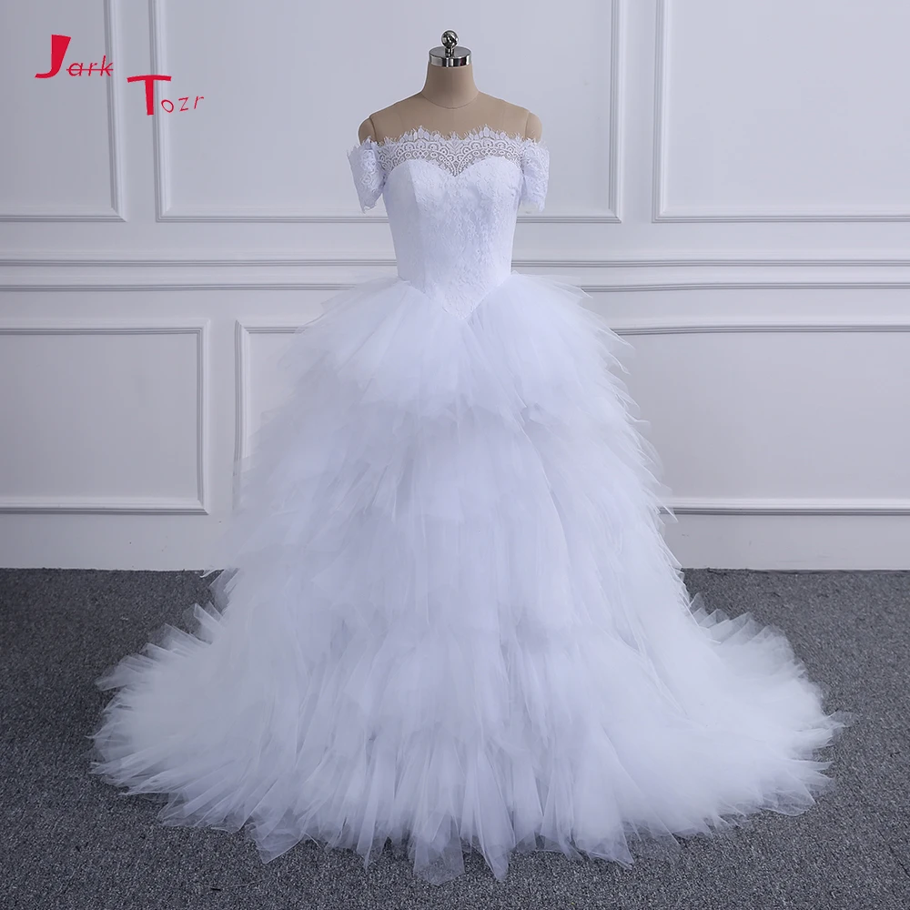 Jark Tozr Vestido De Noiva 2019 кружевное платье с короткими рукавами и открытыми плечами