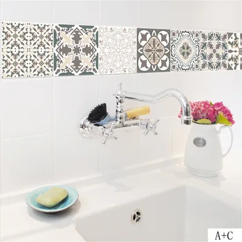 PVC Self adhesive Wallpaper For Bathroom Kitchen Arabian Retro Tile Stickers DIY Wall Decor Decal Furniture Renew Contact Paper