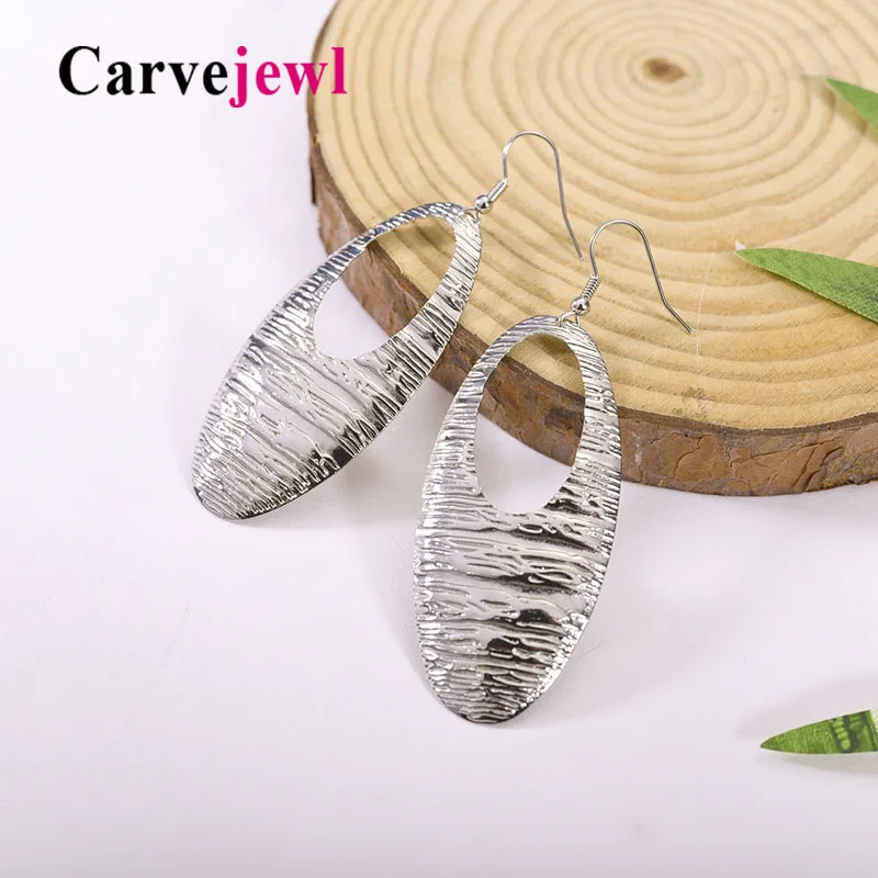 Carvejewl большие серьги простые минималистичные металлические полые овальные