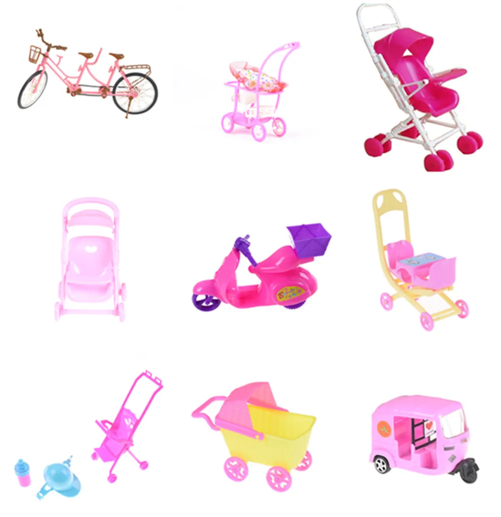 

Mini Baby Walker Stroller Carriages Shopping Cart Dolls For Mini Dolls Children Girl Furniture Doll Kids Toy Dollhouse Furniture