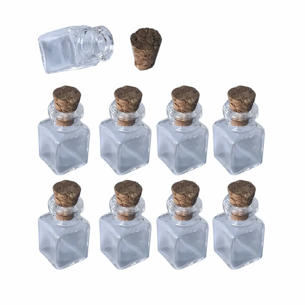 Мини-подвески в виде стеклянных бутылочек прямоугольные прозрачные бутылочки с пробковыми баночками для подарков Подвески 20 шт./лот