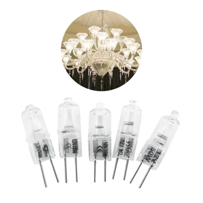 Clear 20w G4 12v Halogen Capsule Pins Bulbs Lamps Beads For Chandelier
