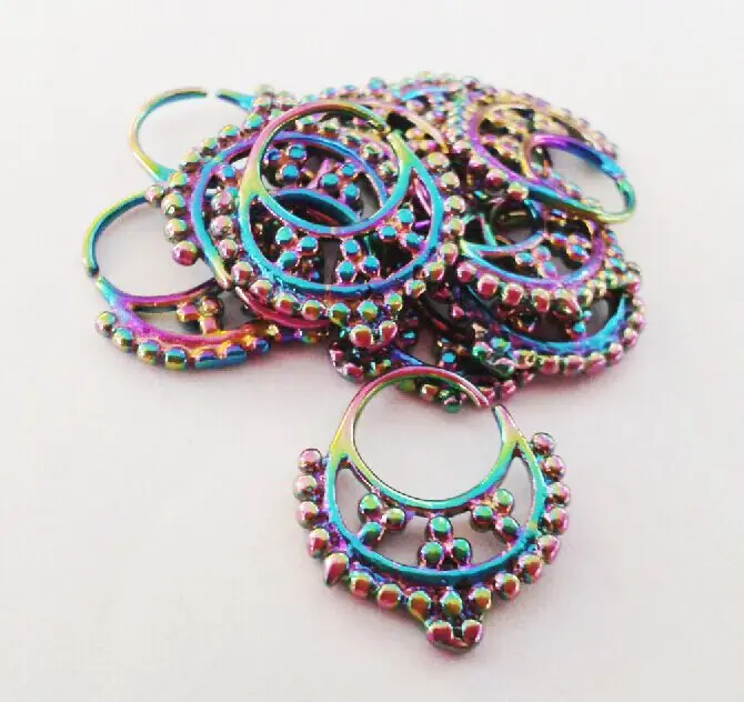 

2015 Newest rainbow pierceing nose body jewelry,pierced nose jewelry,septum clicker piercing 16g